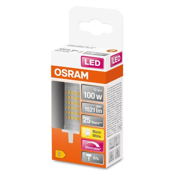 Ampoule LED Crayon variable 78mm  12W=100 R7S chaud OSRAM