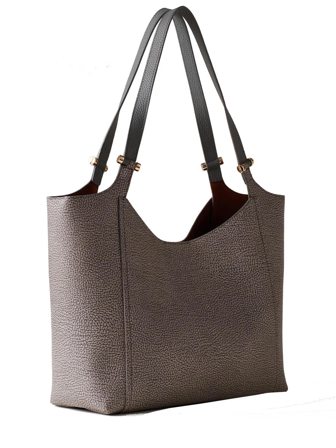 Borbonese Bolt Coated  Cabas Épaule Gris Argile - Achetez À Prix Outlet!
