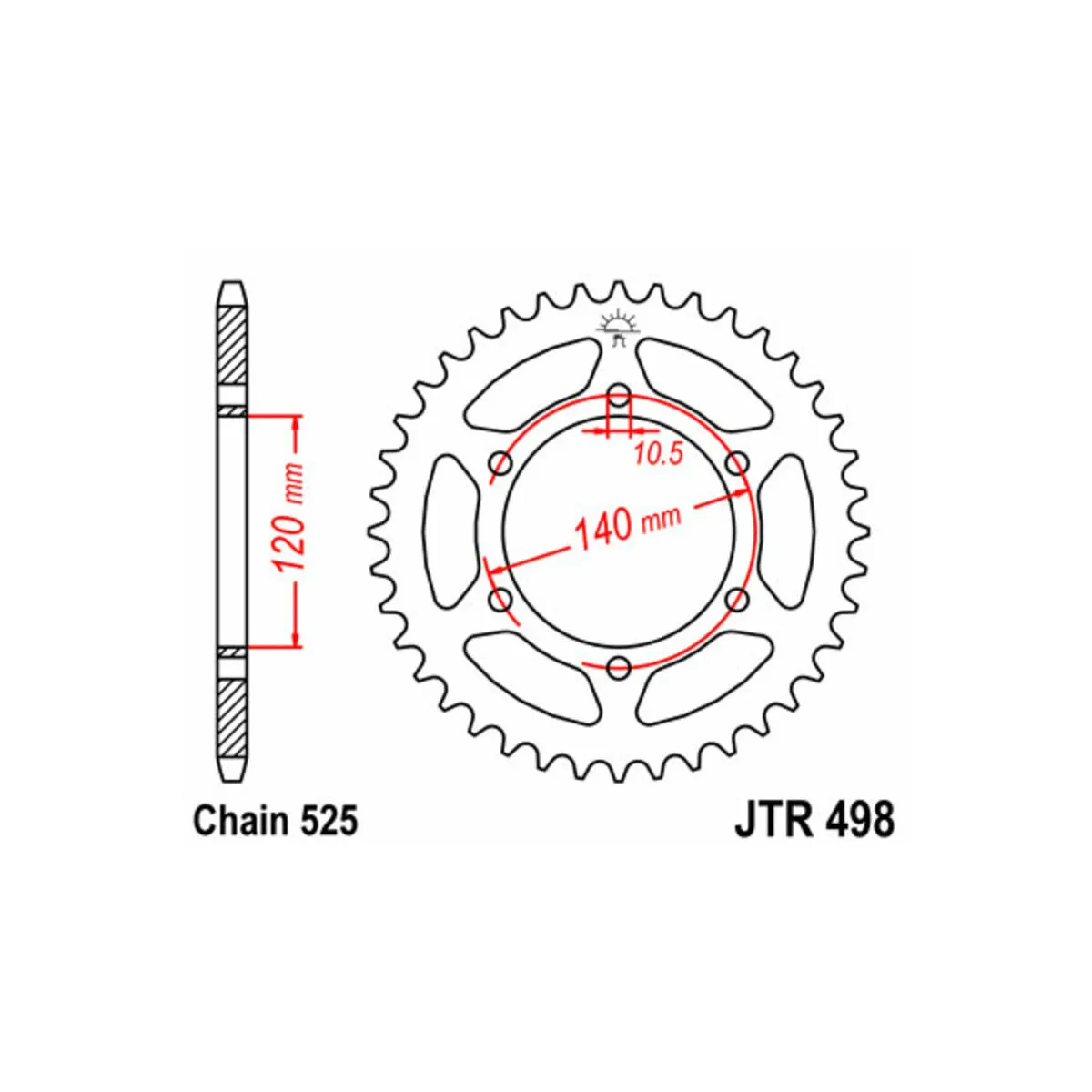 Couronne acier JT - Pas 525 - KAWASAKI 600 / 636 / 650 / 750cc