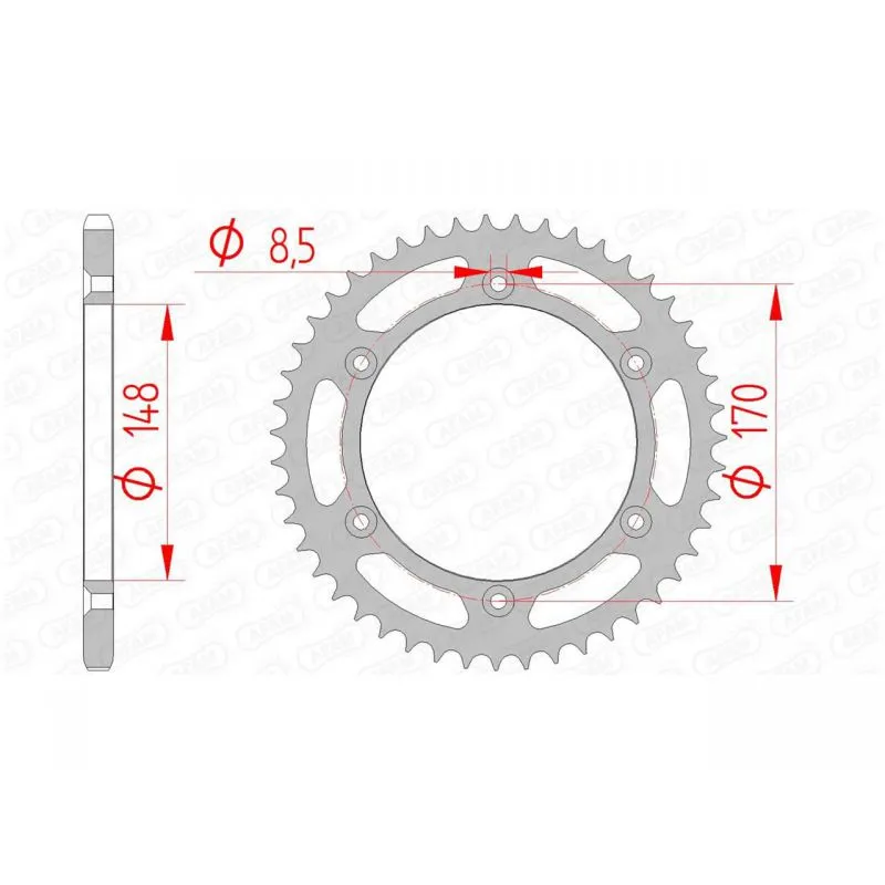 Couronne AFAM 42 dents acier pas 520 type 14501