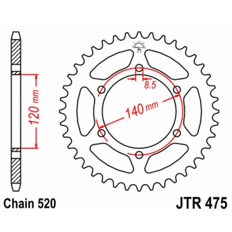 Couronne JT SPROCKETS 40 dents acier pas 520 type 475