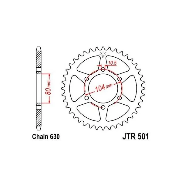 Couronne JT SPROCKETS acier standard 501 - 630