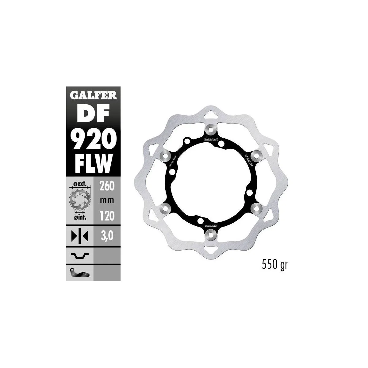 Disque de frein avant flottant Wave GALFER - 260 mm- SHERCO ENDURO (Fourche WP) 2014-