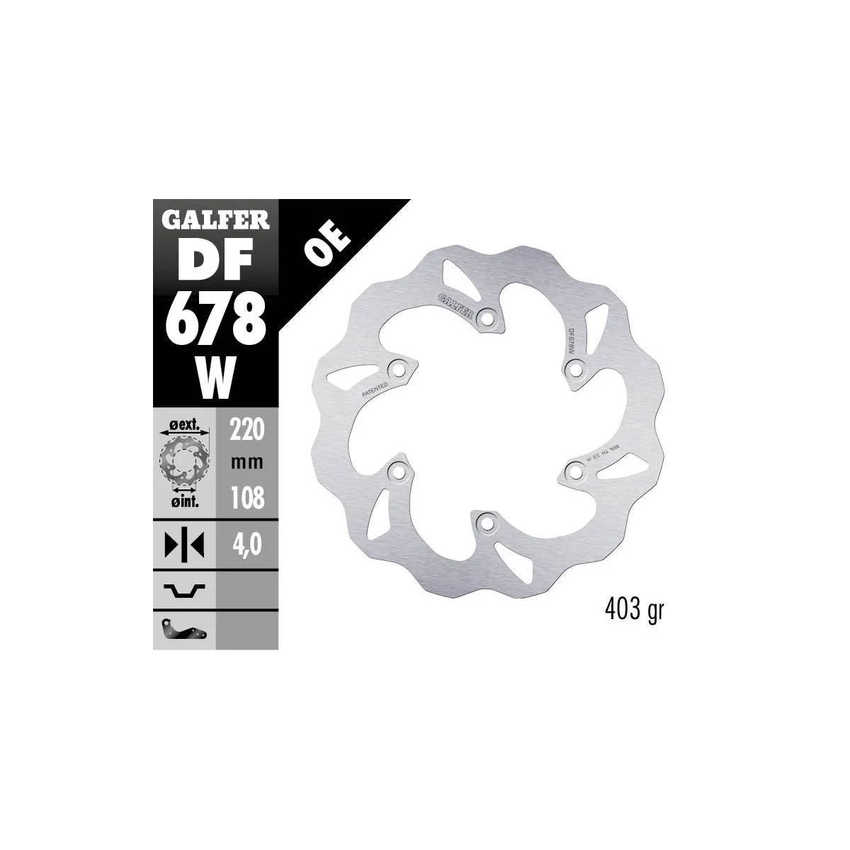 Disque de frein fixe Wave GALFER - 220 mm- GAS GAS