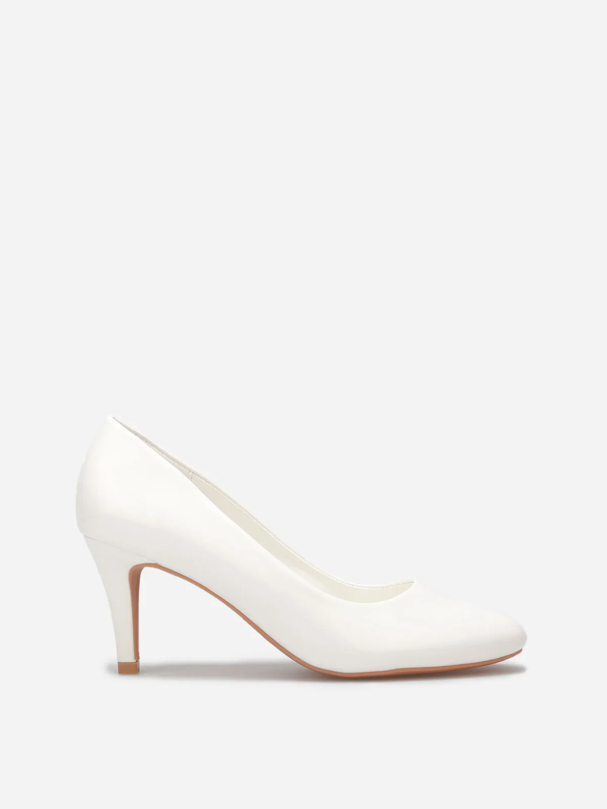 Escarpins vernis à petit talon- Blanc