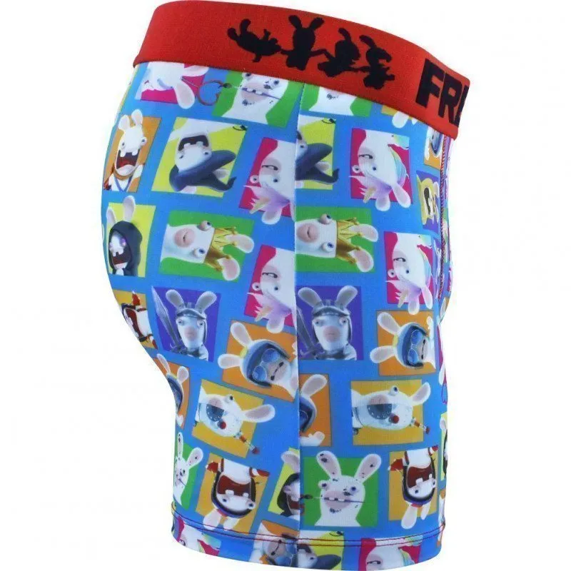FREEGUN Boxer Homme Microfibre COL Ciel Multicolor LAPINS CRETINS