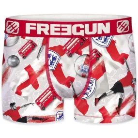FREEGUN Boxer Homme Microfibre ENG Blanc Rouge PREMIUM