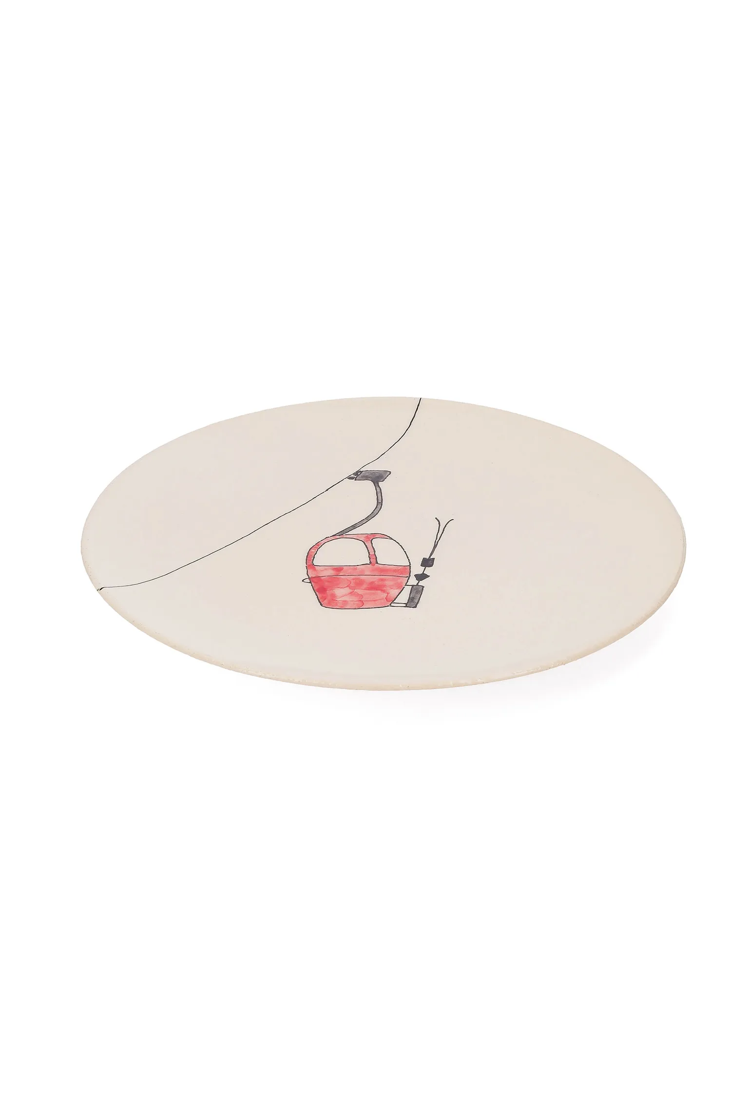 Grande assiette en céramique Télécabine rouge Three Seven - Jane de Boy
