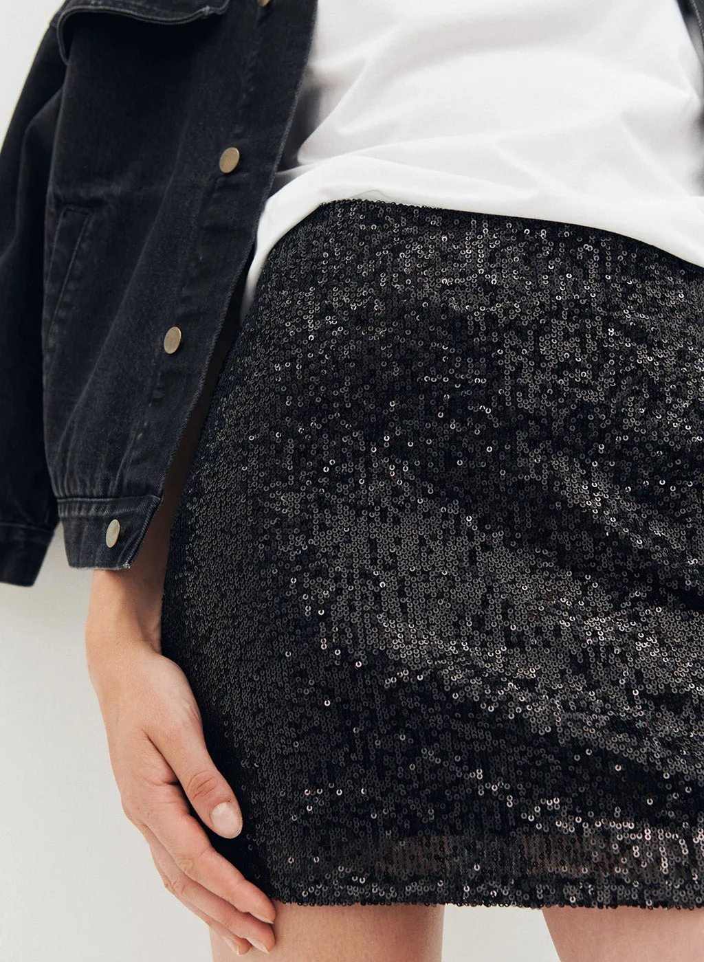 Jupe Kenda argentée à sequins