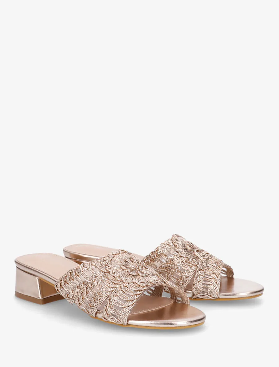Mules style macramé en simili - Rose gold