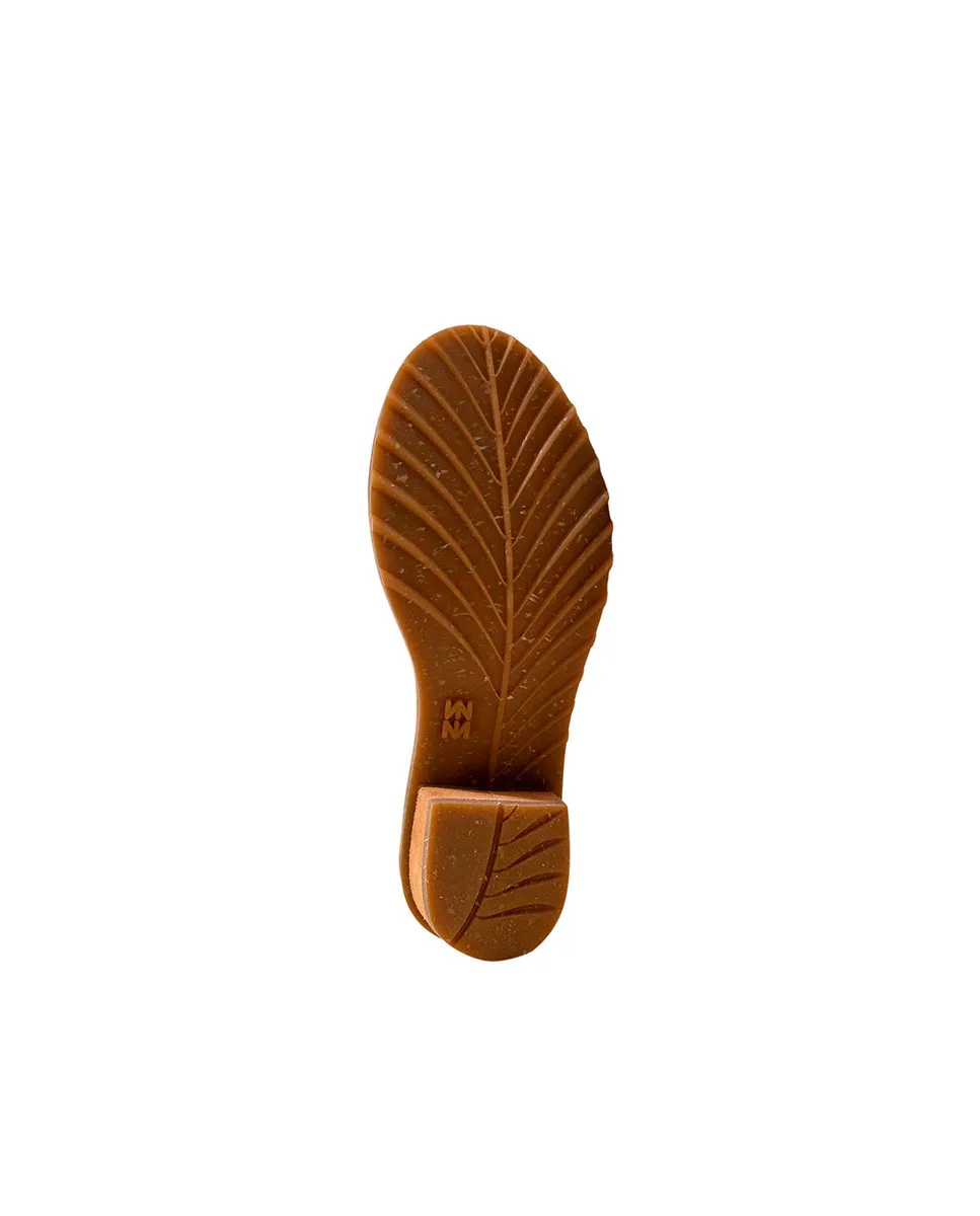 Sandales confortables en cuir à talon carré - Beige